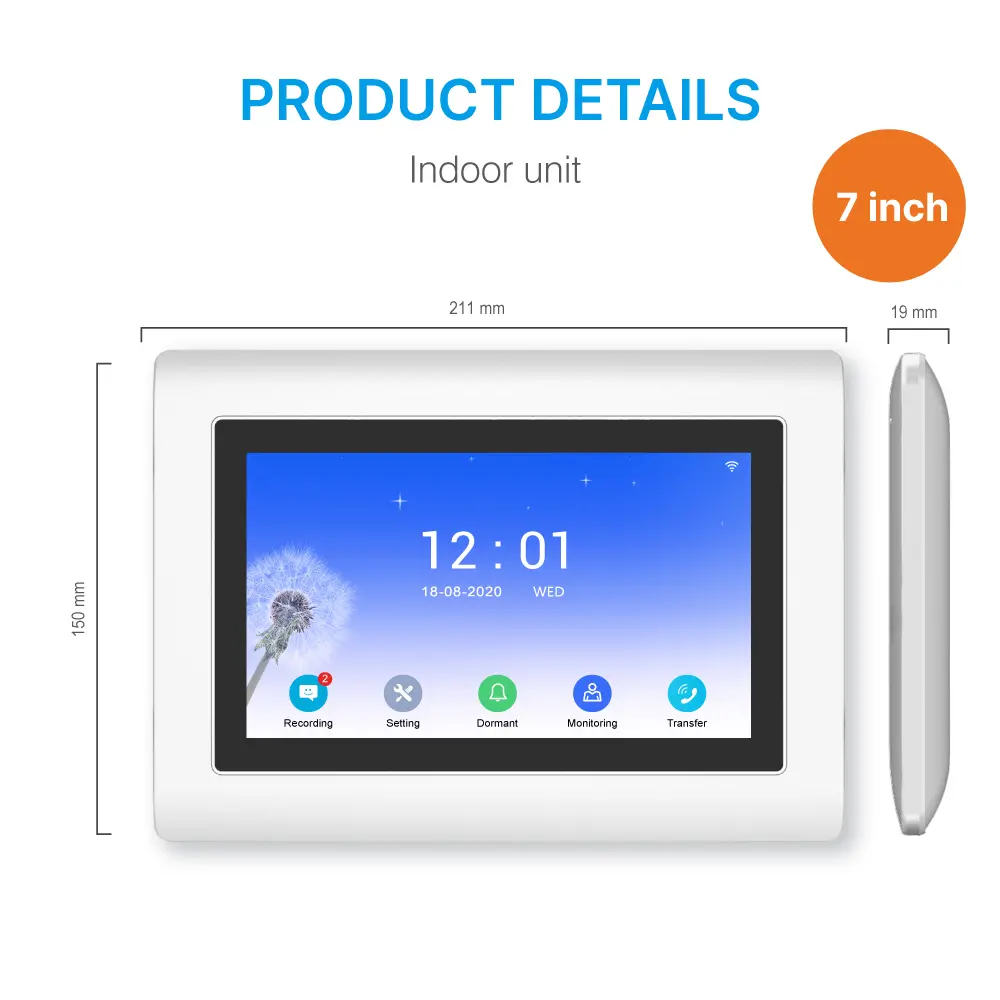 7英寸WIFI AHD可视门铃，支持TuyaSmart App - 最高2万像素AHD摄像头 - 支持最大128G TF卡 - 支持移动侦测 - 具备语音留言功能。_10