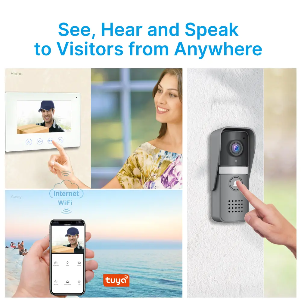 7英寸 WiFi AHD 视频门铃 # RL-B17U-TY-使用 Tuya 智能 App，即可远程监控、对讲和开锁。-200 万像素 AHD 摄像头。-16种铃声可选。-电动锁及门锁连接支持。_ 02