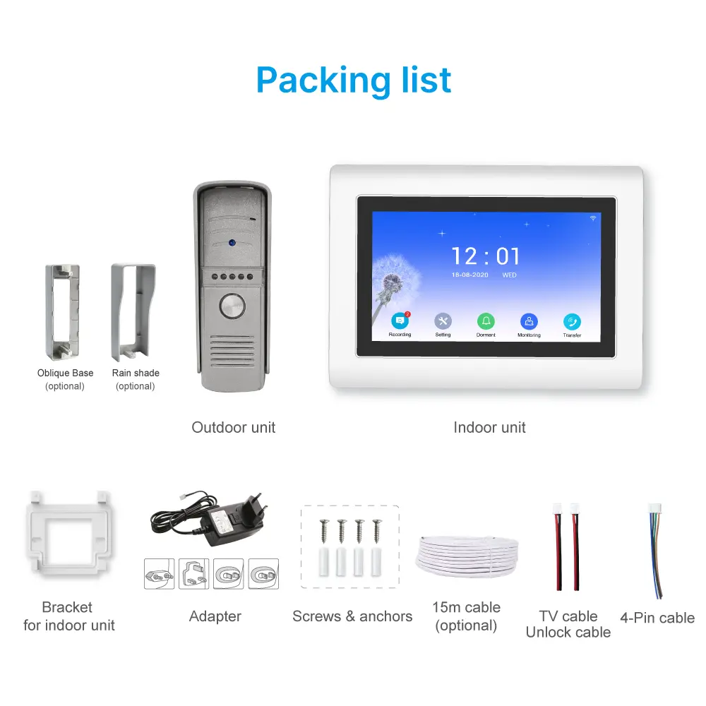 7英寸WIFI AHD可视门铃，支持TuyaSmart App - 最高2万像素AHD摄像头 - 支持最大128G TF卡 - 支持移动侦测 - 具备语音留言功能。_17